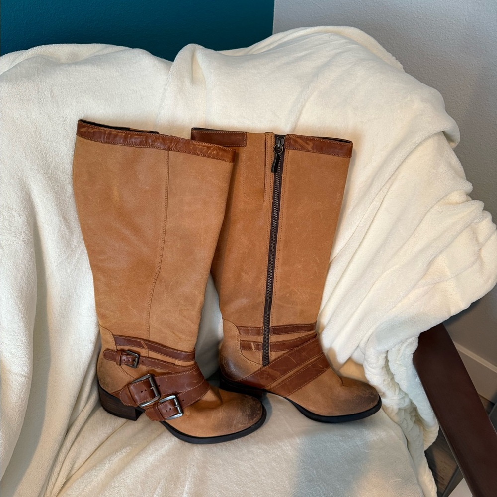 Lane Bryant Wide Calf Stylish Tan Leather Knee-High Boots